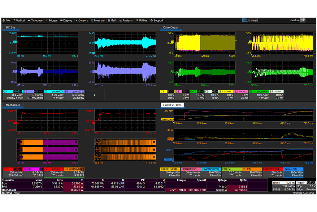 电池供电钻头的 VFD 输出、直流电池和机械信号（附功率计算表）